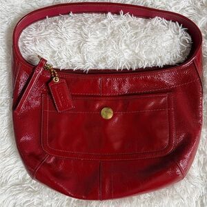 Red Patent Leather Coach Ergo Shoulder Bag Hobo Tote Bag Purde